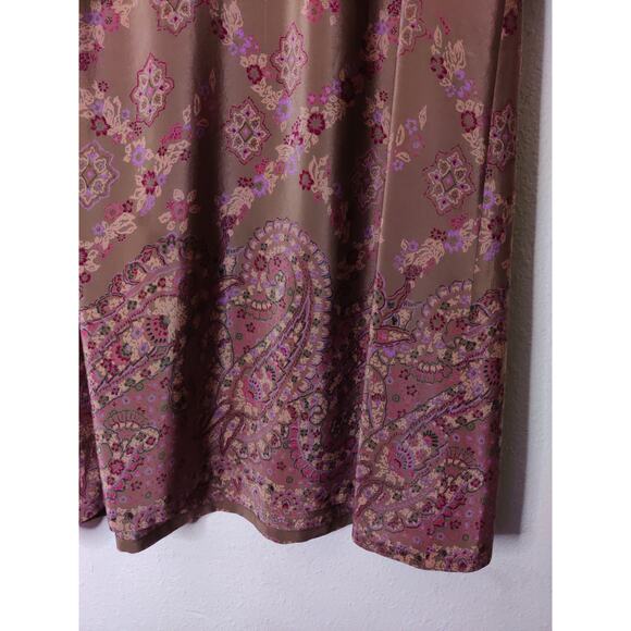 Francesca of Damon For Starington 1980's Vintage Tan Silk Button Shirt Dress 12 - Picture 5 of 10